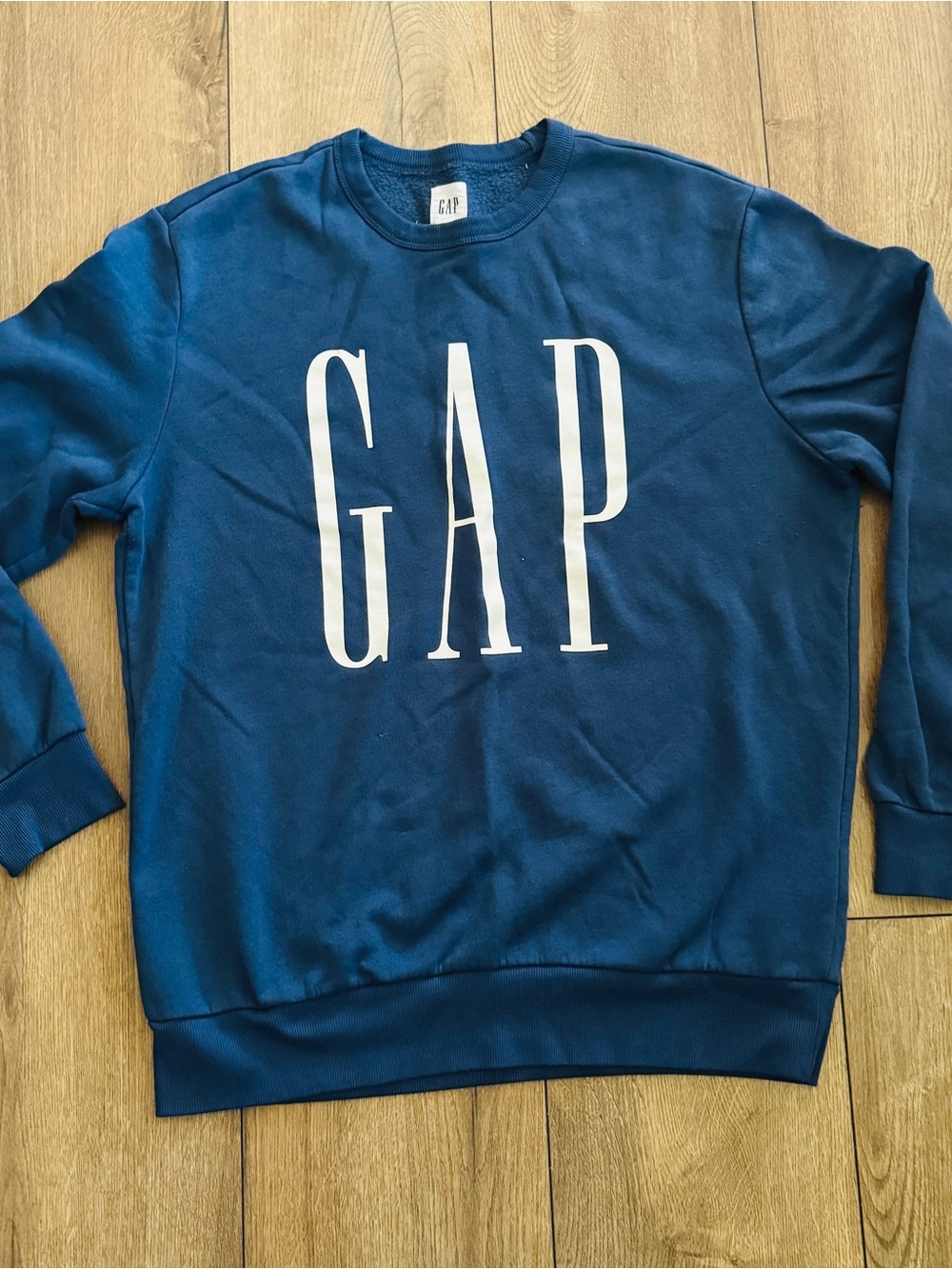 GAP Men's Deep Blue Crewneck with White Logo